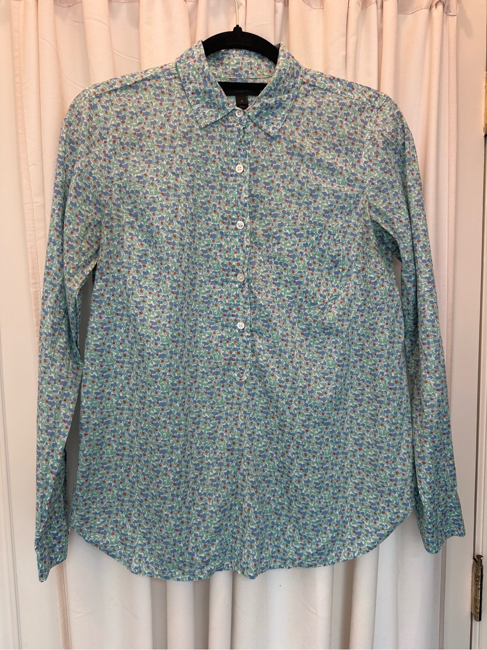 J. Crew Light Blue Floral Button-Down Shirt